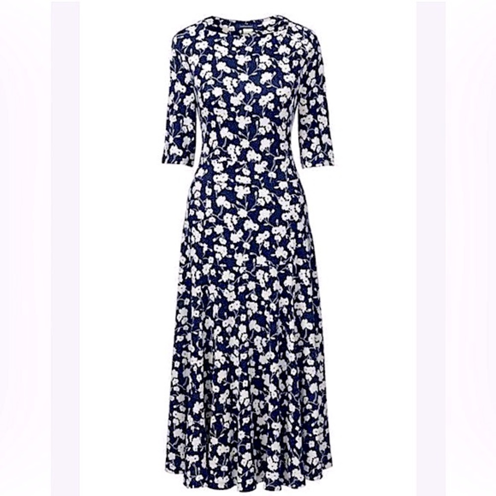 Lands’ Floral Fit & Flare Knit Dress Large Petite
